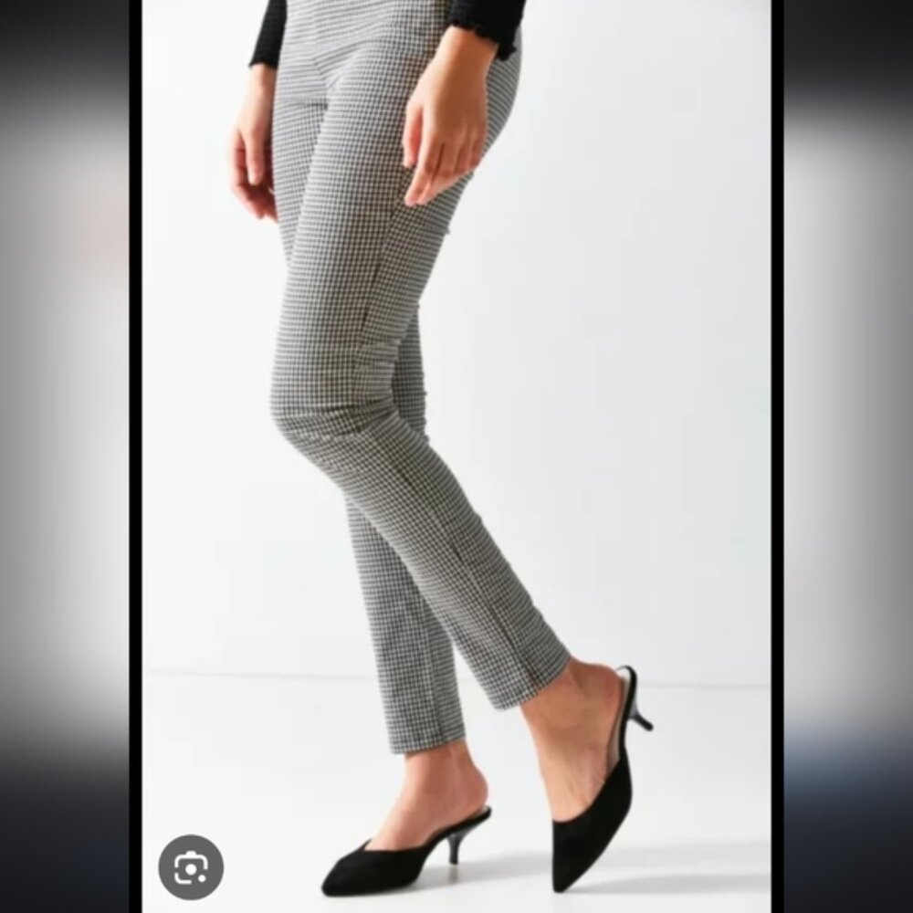 Zara Gingham High Rise Stretch Cottage Picnic Slim Stovepipe Pants L